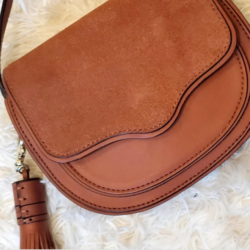 REBECCA MINKOFF MINI SUEDE & LEATHER SATCHEL - Picture 15 of 15